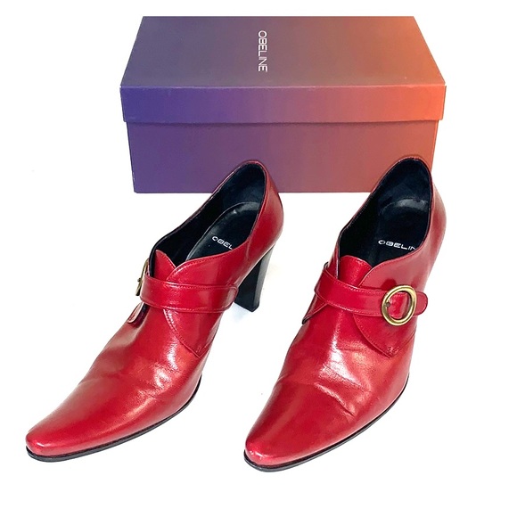Obeline Leather Hugh Heel Shoes in Red - Picture 2 of 7